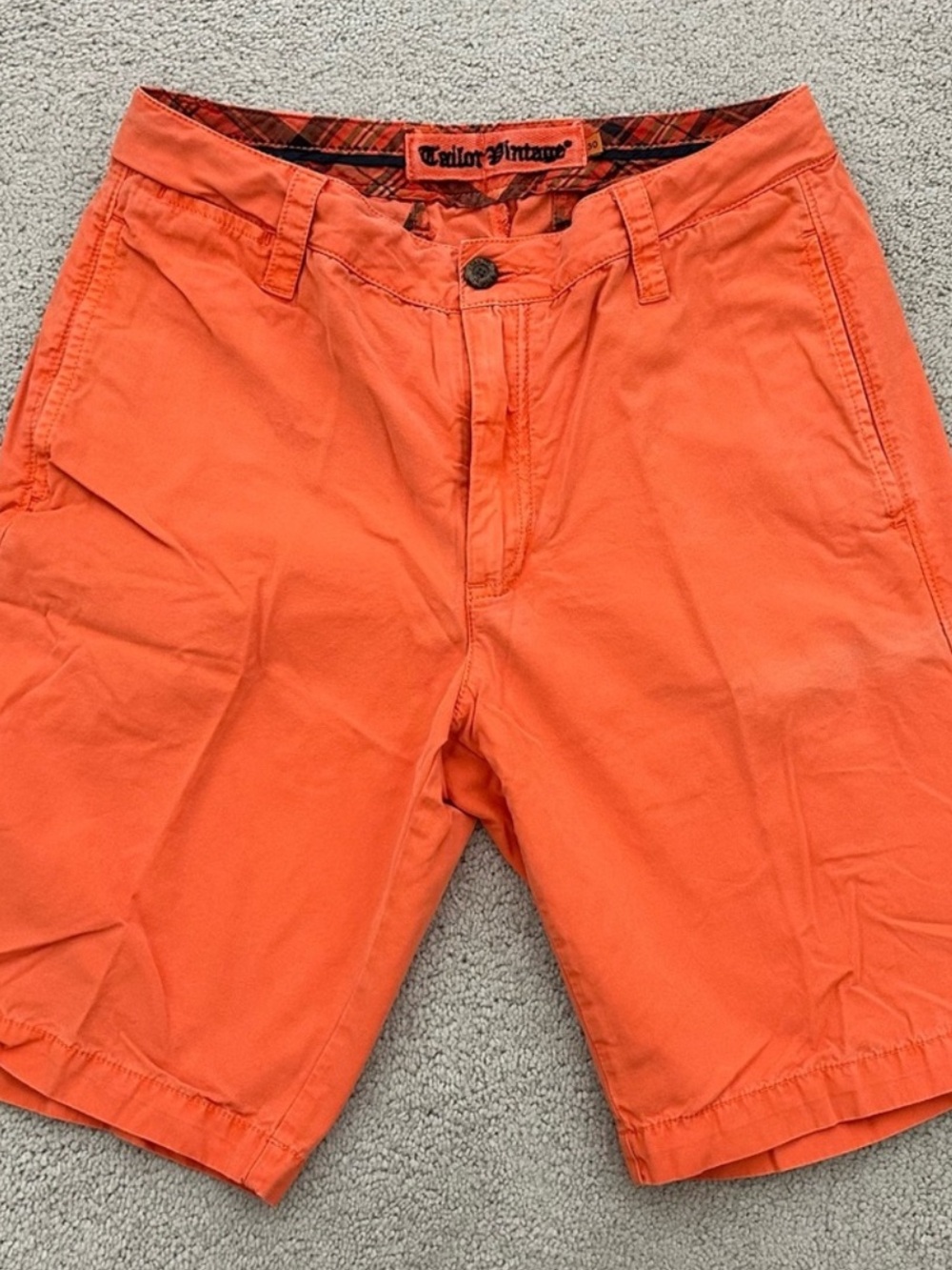 Tailor Vintage Orange Cotton Chino Shorts -Game Day Football Apparel / Summer